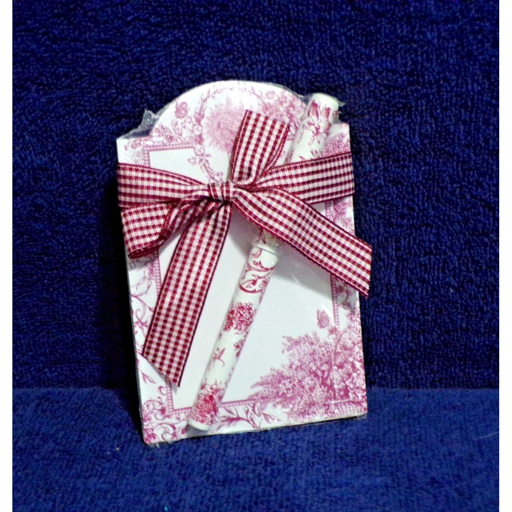 Lady Jayne LTD Memo Pad w/Pen Cranberry #278P-Toile New Old Stock 2002 Vintage